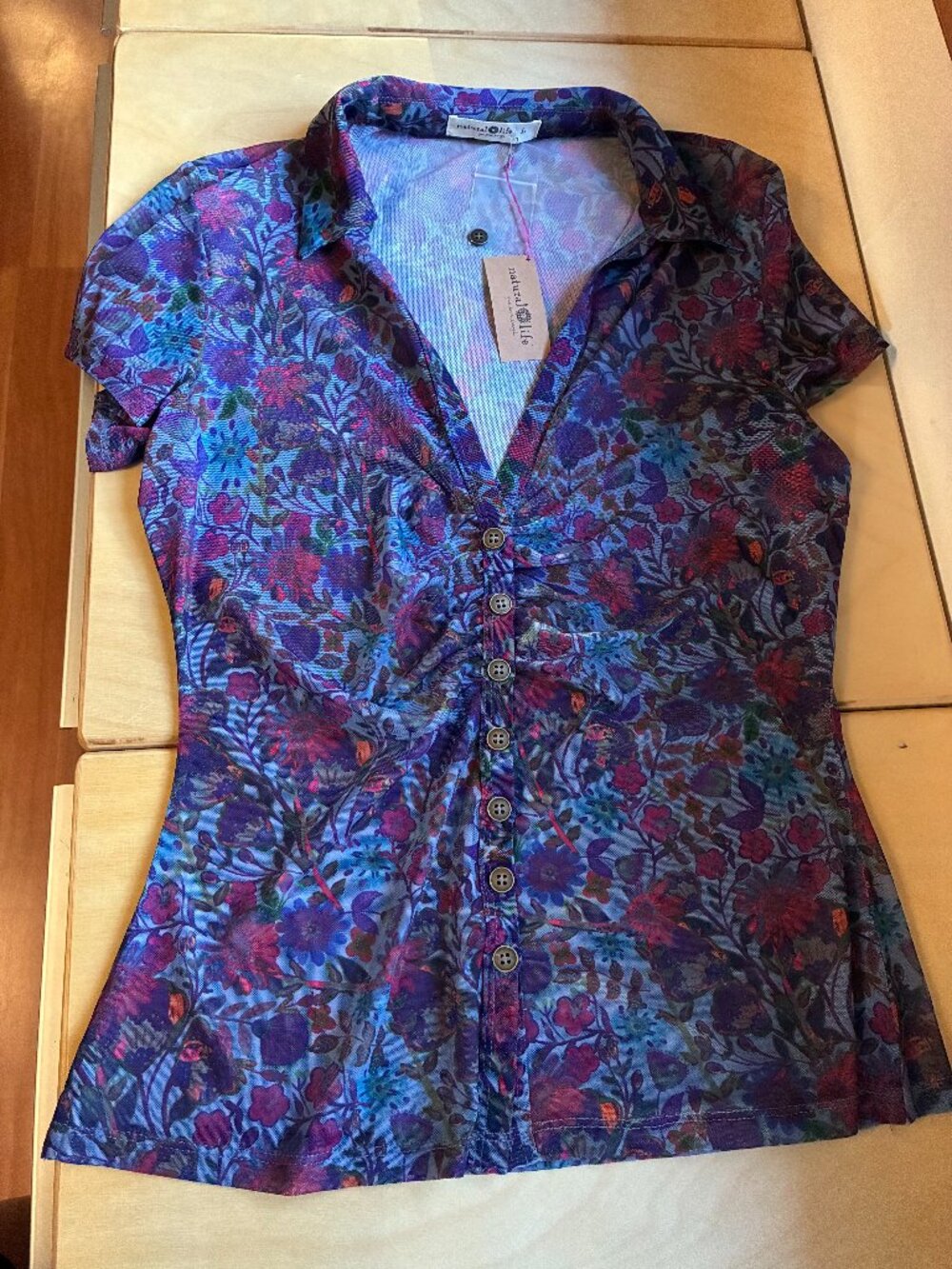 Natural Life L Sheer Floral Top